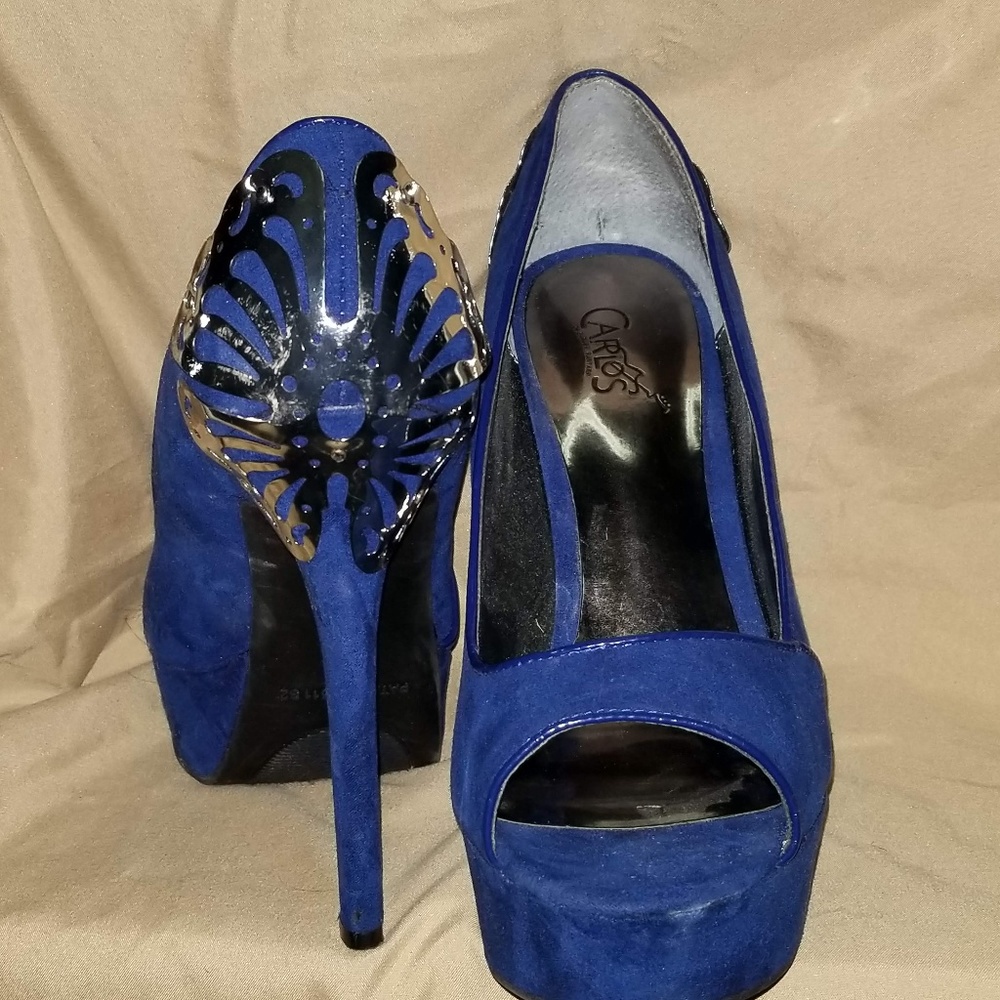 BLUE SUEDE PLATFORMS HEELS BY CARLOS SANTANA